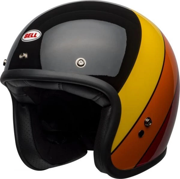 Bell Custom 500 DLX Riff Gloss Black/Yellow/Orange/Red Open-Face Helmet 1 Bell Custom 500 DLX Riff Gloss Black/Yellow/Orange/Red Open-Face Helmet