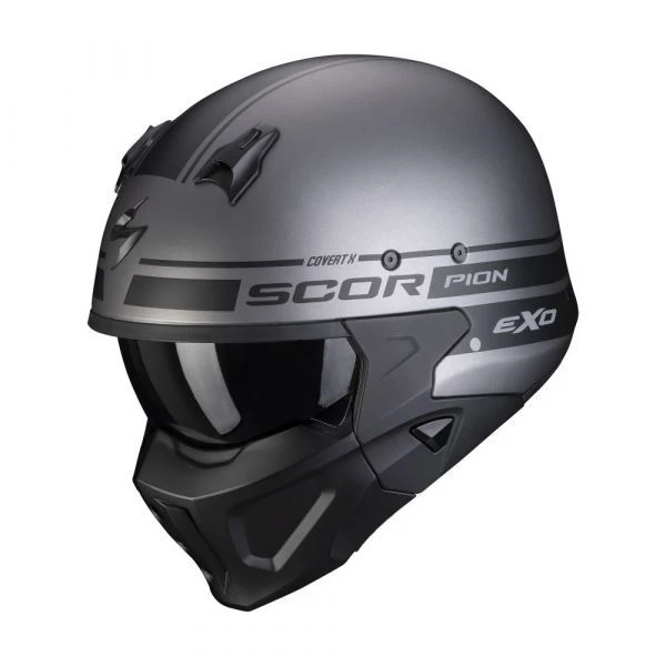 Scorpion Covert-X Tussle Matt Silver-Black 1 Scorpion Covert-X Tussle Matt Silver-Black
