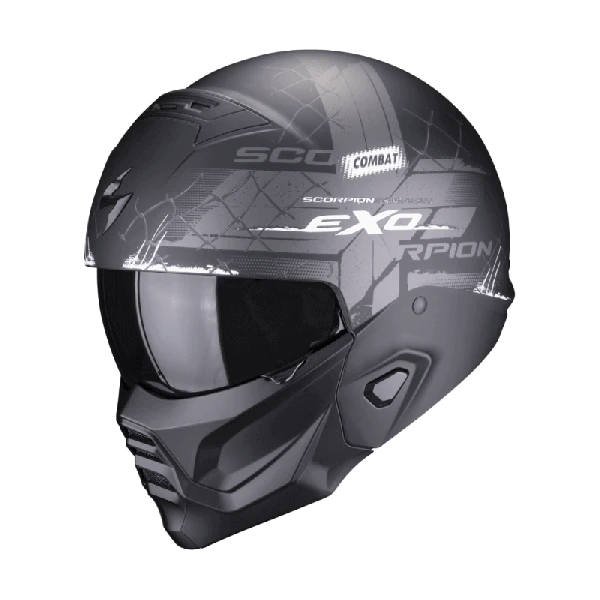 Scorpion EXO-Combat 2 XENON Matt Black-White 1 Scorpion EXO-Combat 2 XENON Matt Black-White